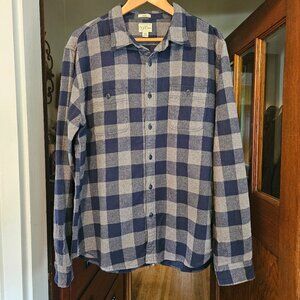 J Crew Men's Flannel - Blue & Gray Checkered - Size XL Slim